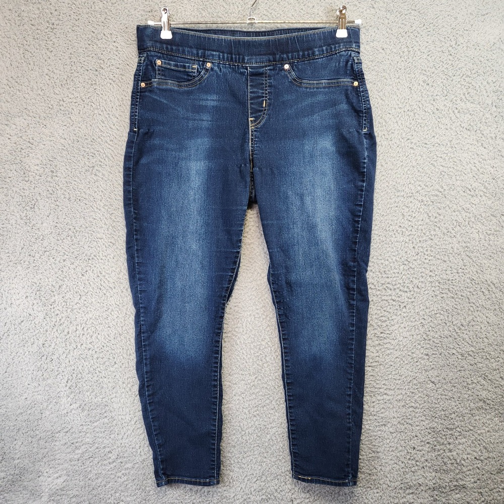 Signature Levis Gold Pull On Skinny‎ Jeans Womens 12S (Fits 32x26) Dark Wash